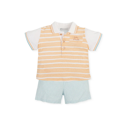 Tutto Piccolo boys orange & mint  polo shorts set SS23 5689S23 O01