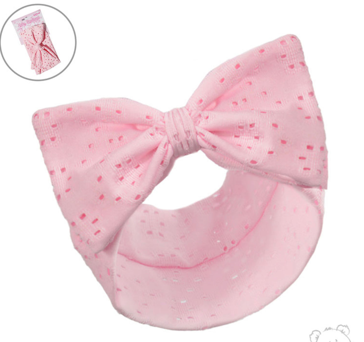 Soft touch pink perforated wrap headband
