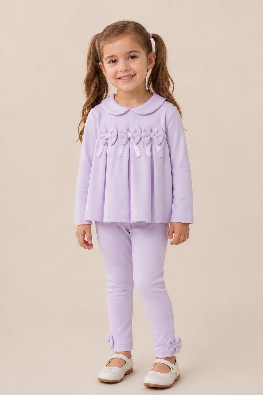 Kleo kids girls bow legging sets pink /ivory / red / lilac
