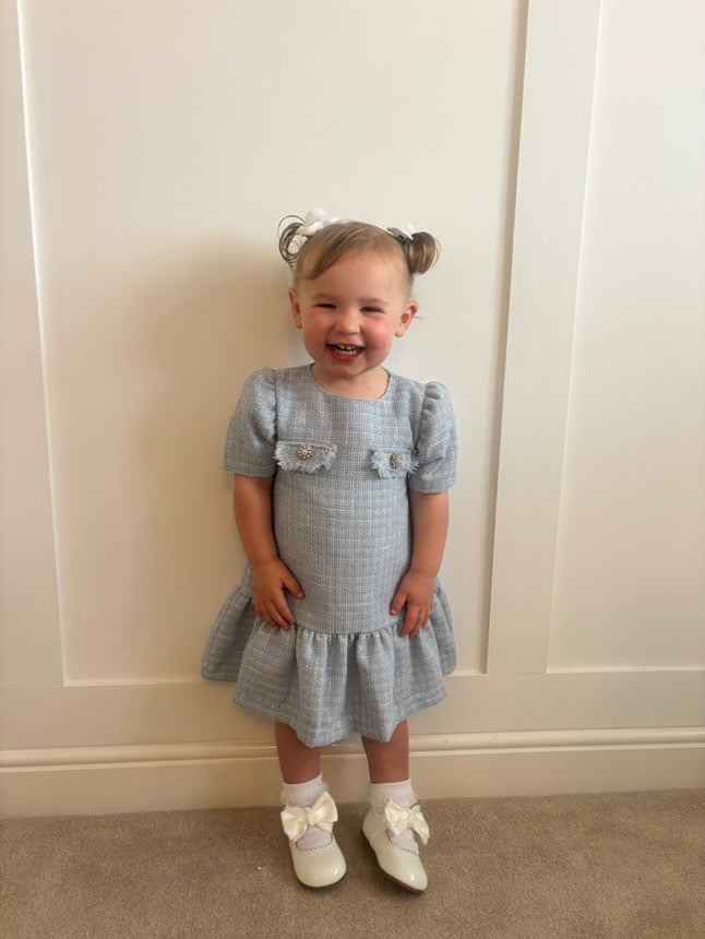 Chic By Deolinda drop waist blue tweed dress