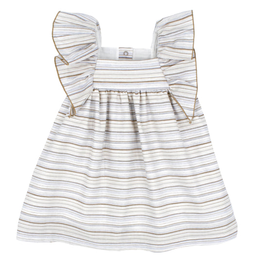 Rapife beige & blue striped dress