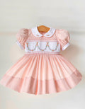 Pre order girls peach smocked dress