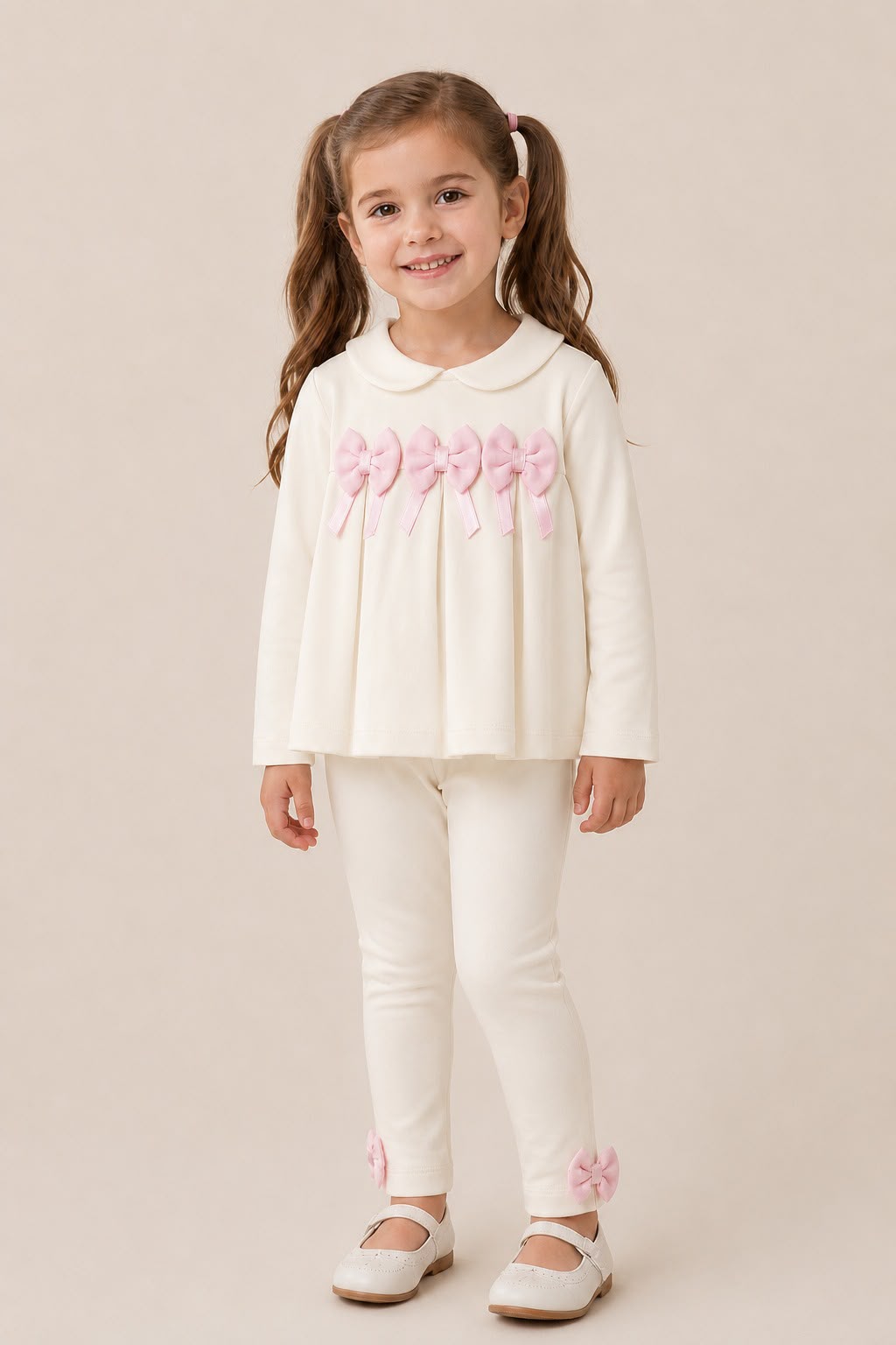 Kleo kids girls bow legging sets pink /ivory / red / lilac