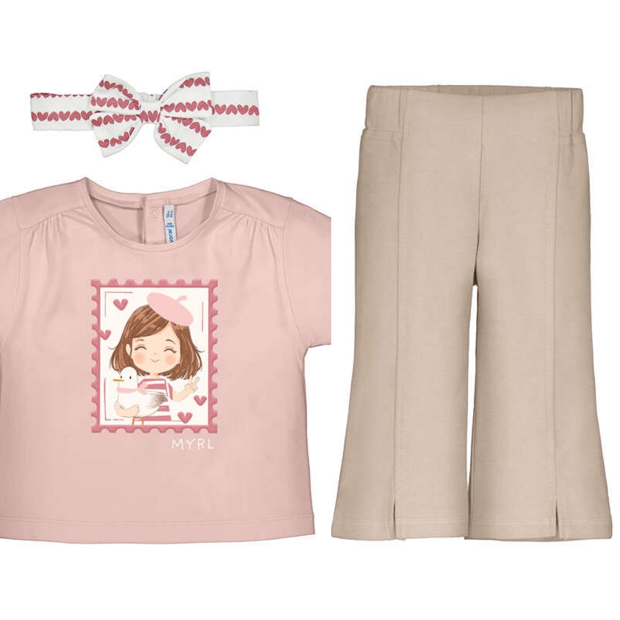 Mayoral girls flared trousers, t shirt & headband