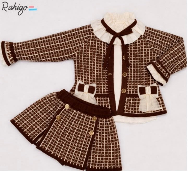 Pre order Rahigo older girls Chocolate 3 piece skirt set