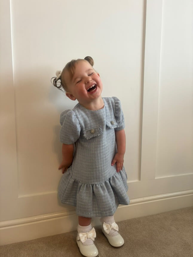 Chic By Deolinda drop waist blue tweed dress