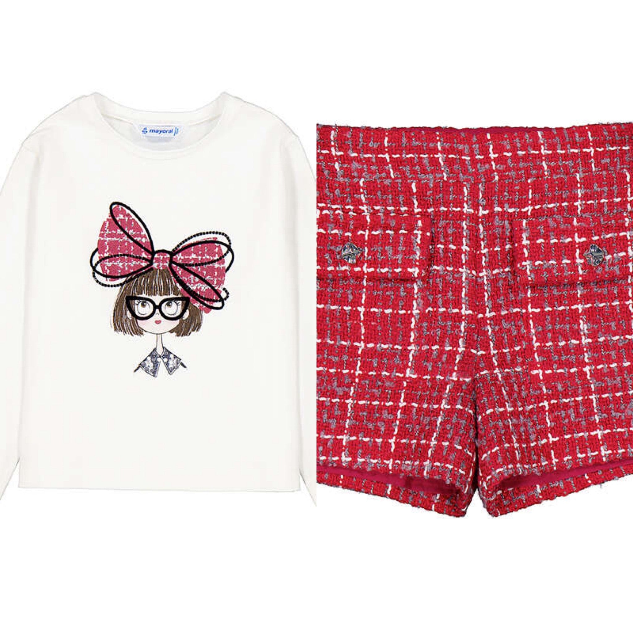 Pre order Mayoral girls tweed shorts set