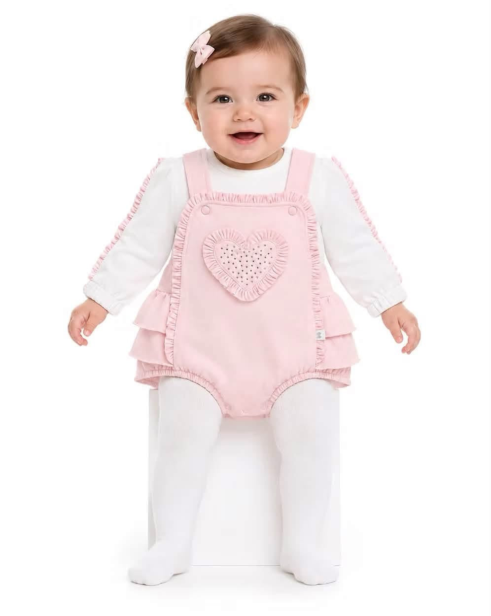 Kleo kids baby girls heart romper set