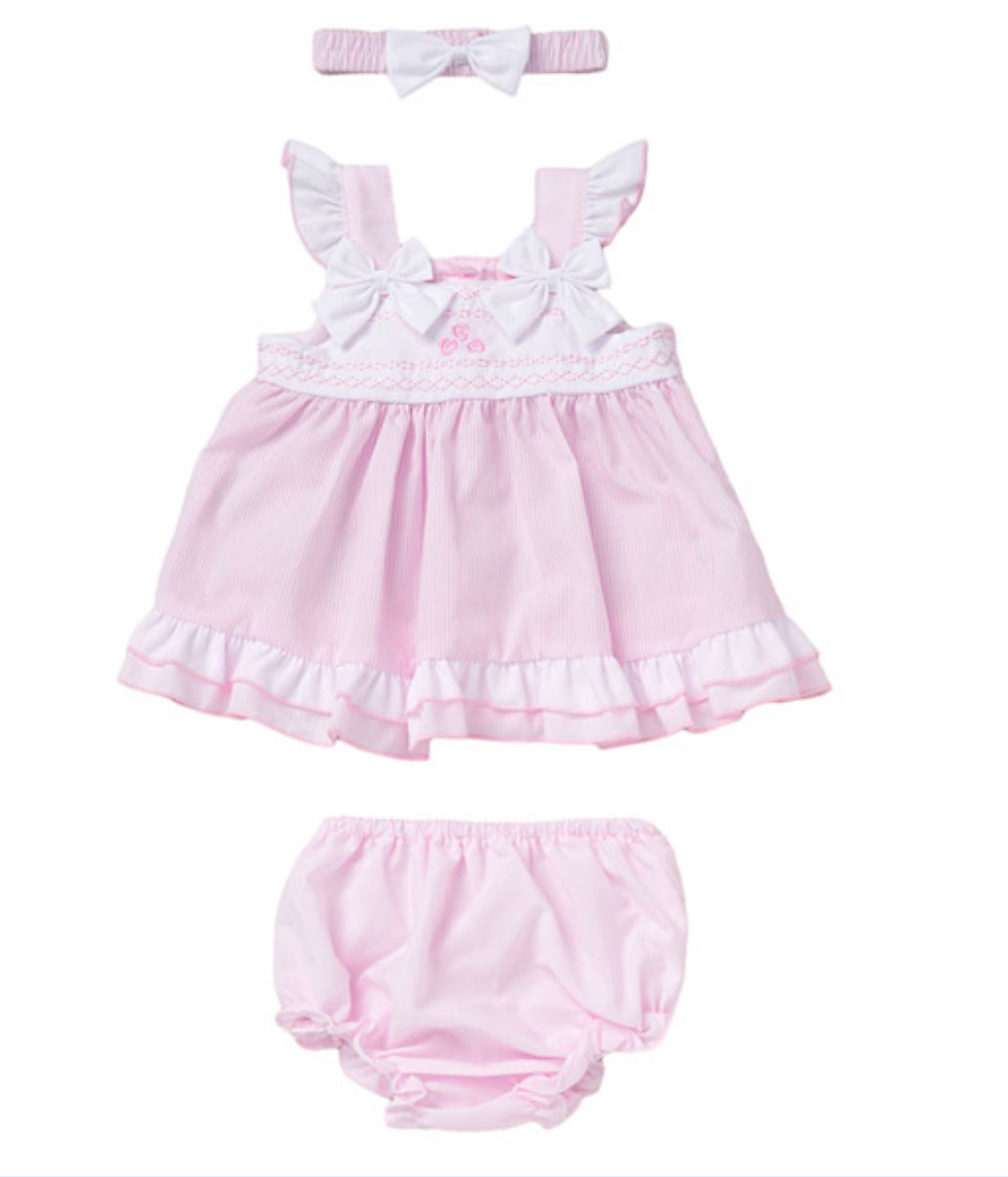 Rock-a-bye baby frilled pink  bow dress SS24