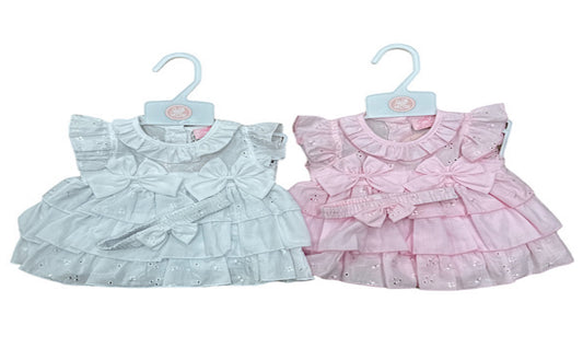 Rock-a-bye baby  white or pink 3 piece dress set SS24