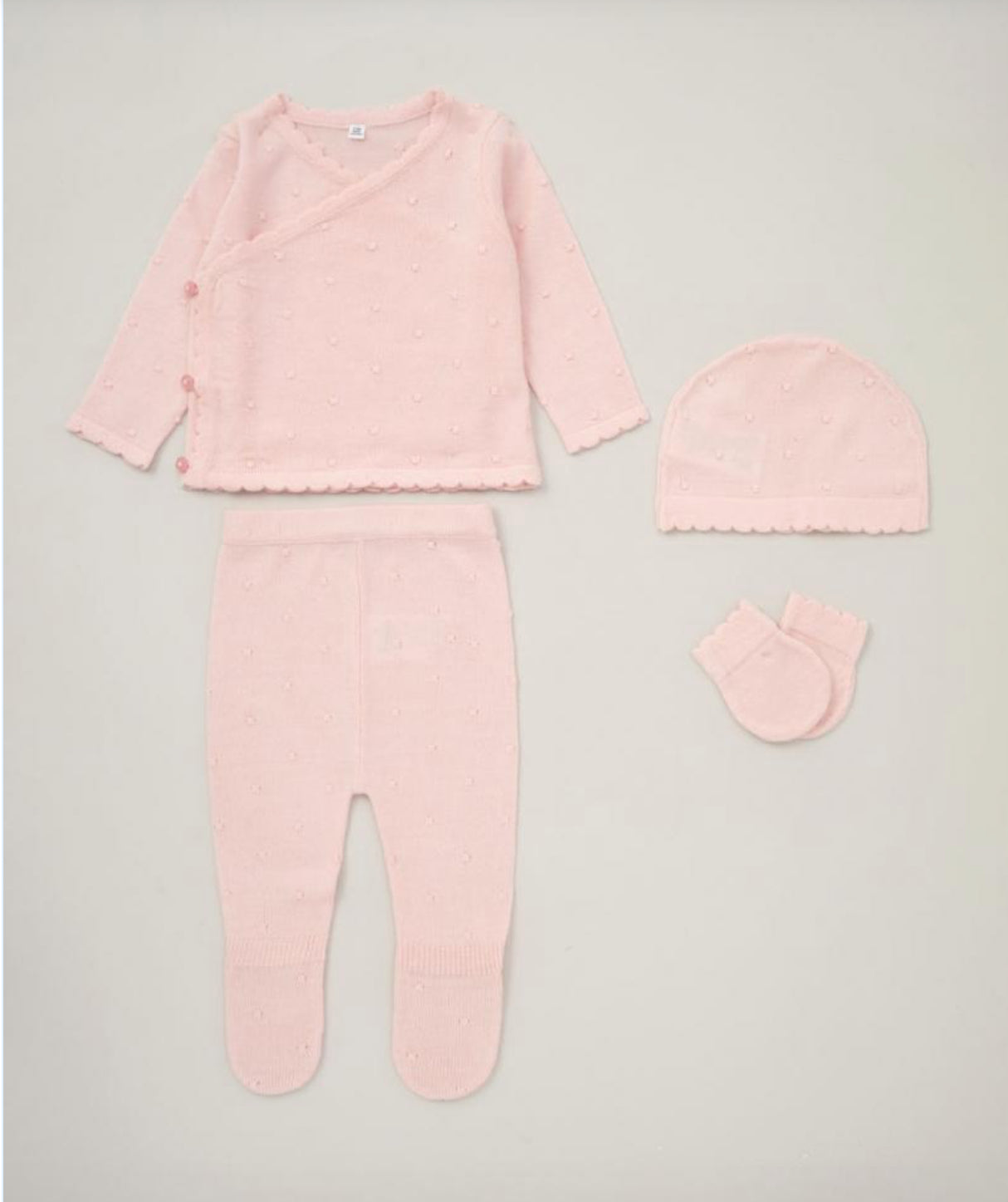 Bonjour bebe 4 piece baby girls pink knitted set