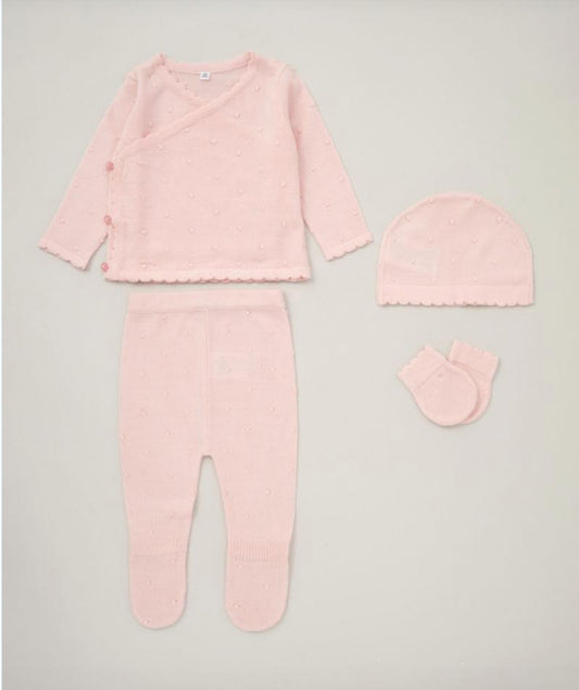 Bonjour bebe 4 piece baby girls pink knitted set