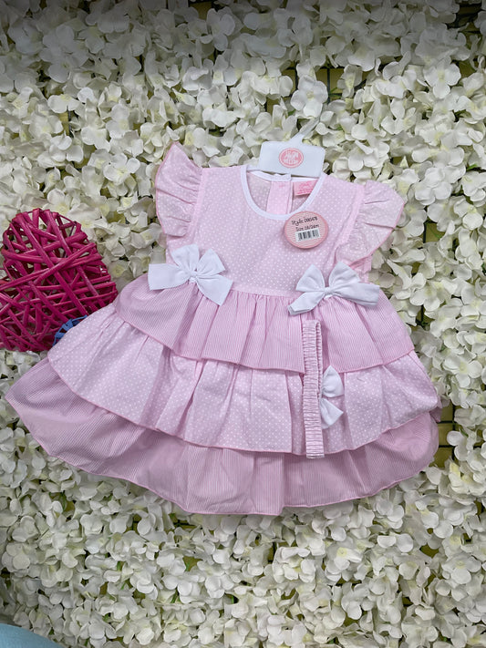 Rockabye baby pink / blue tiered frill summer dress set