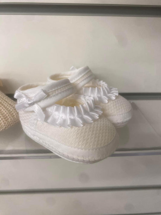 Soft touch baby girls newborn frill soft shoes