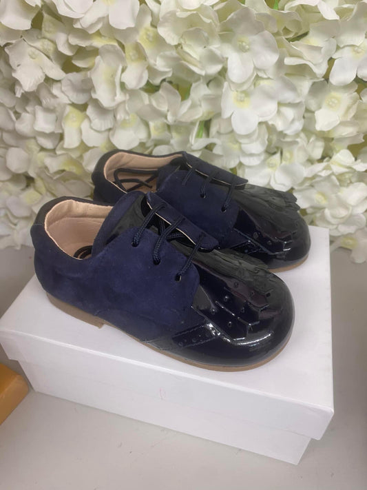 Baby boys navy leather shoes