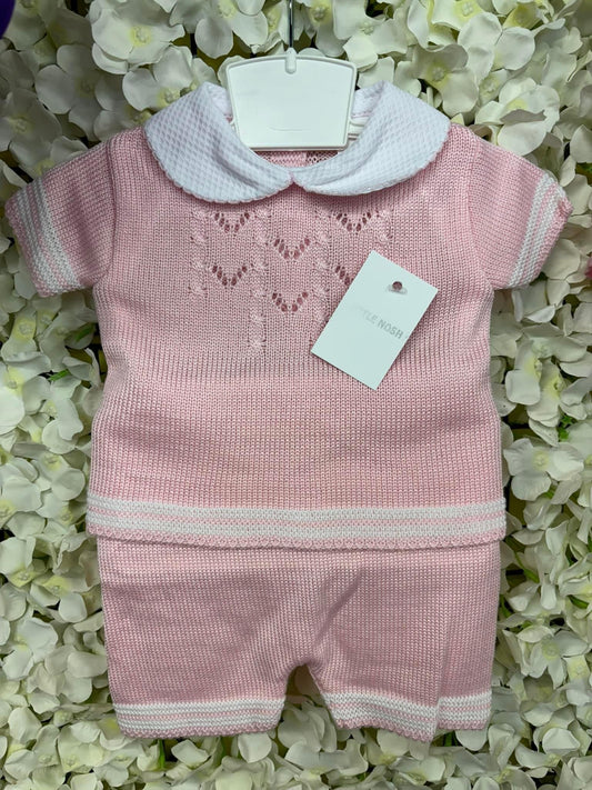 Little Nosh pink knitted 2 piece set