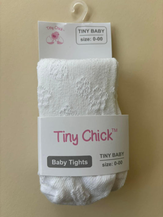 Tiny chick white prem /newborn tights 0-00