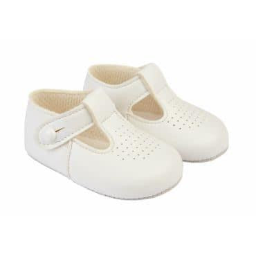 Baypods white t bar baby shoes