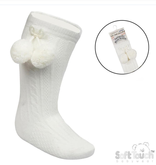 Soft touch ivory knee high socks