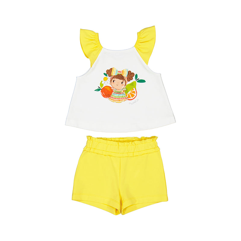 Mayoral girls yellow shorts set SS25 1.234