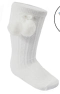 Soft touch Pom Pom knee high socks white/blue/navy /lemon/beige /ivory/red