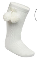 Soft touch Pom Pom knee high socks white/blue/navy /lemon/beige /ivory/red