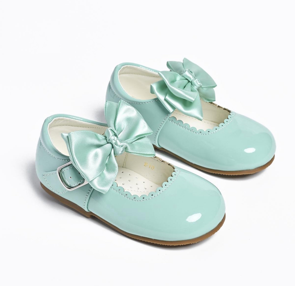 Tia mint green girls patent shoes