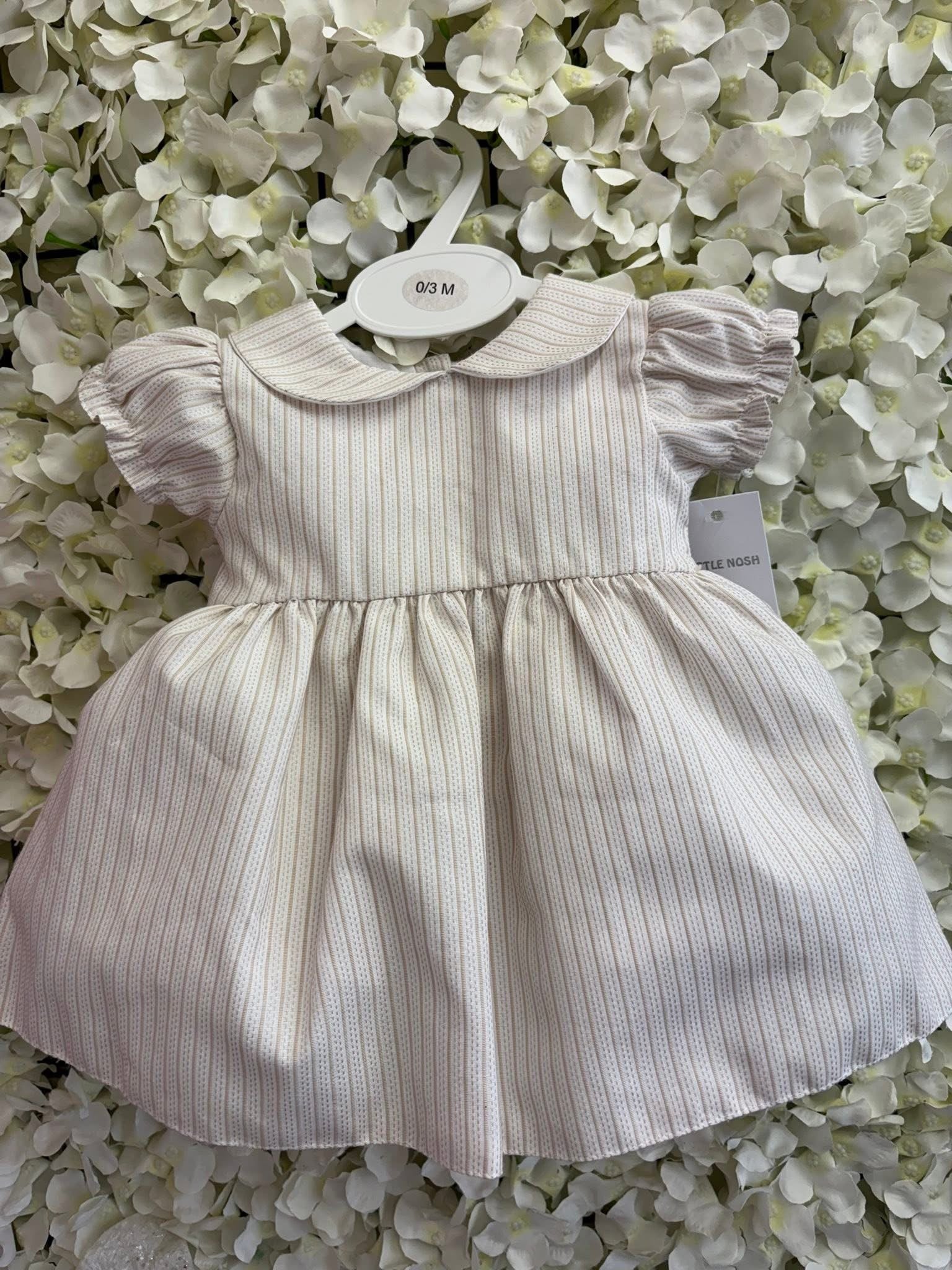 Little Nosh beige baby girls striped Dress