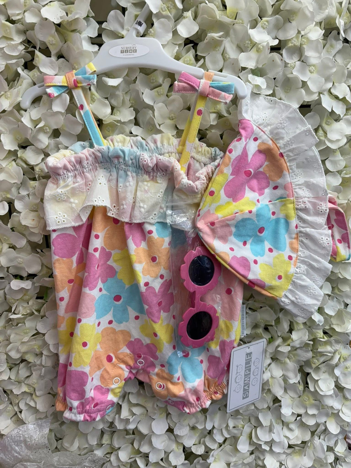 Baby girls 3 piece sun romper set