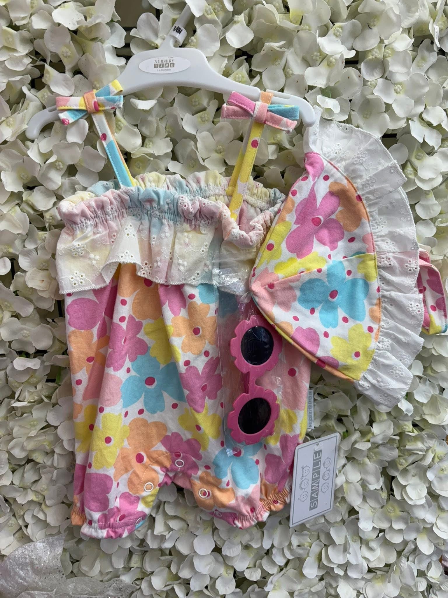 Baby girls 3 piece sun romper set