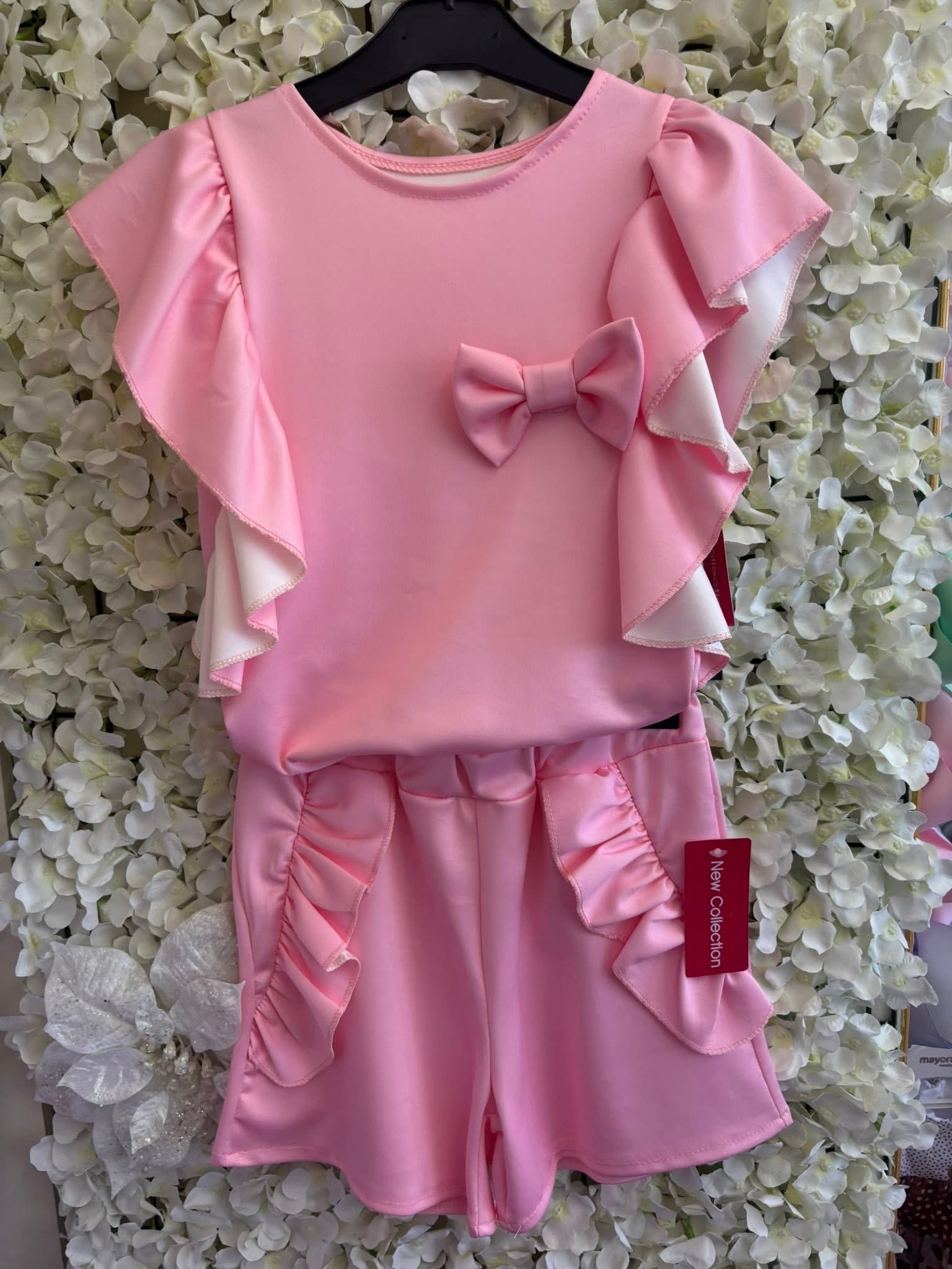 Girls frill shorts sets purple/pink