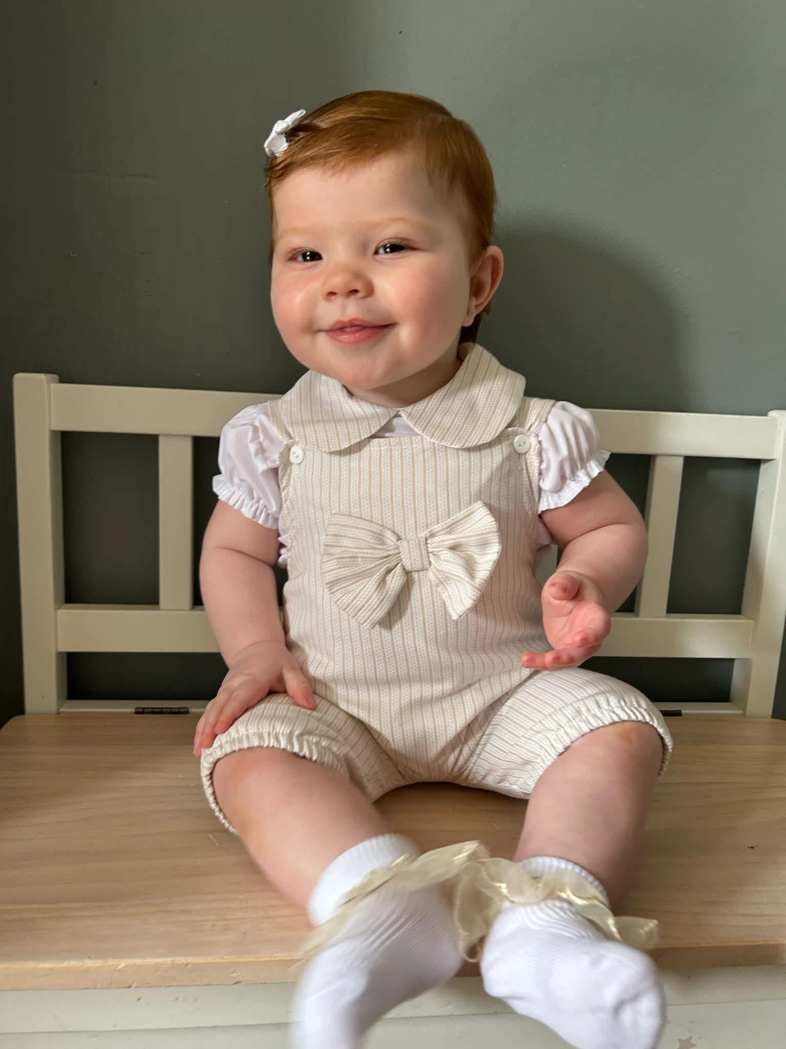 Little Nosh beige baby girls romper