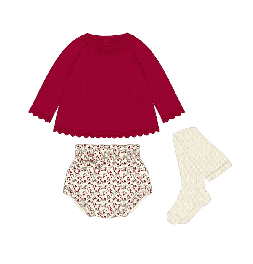Mayoral baby girls 3 piece red set AW25 2.256