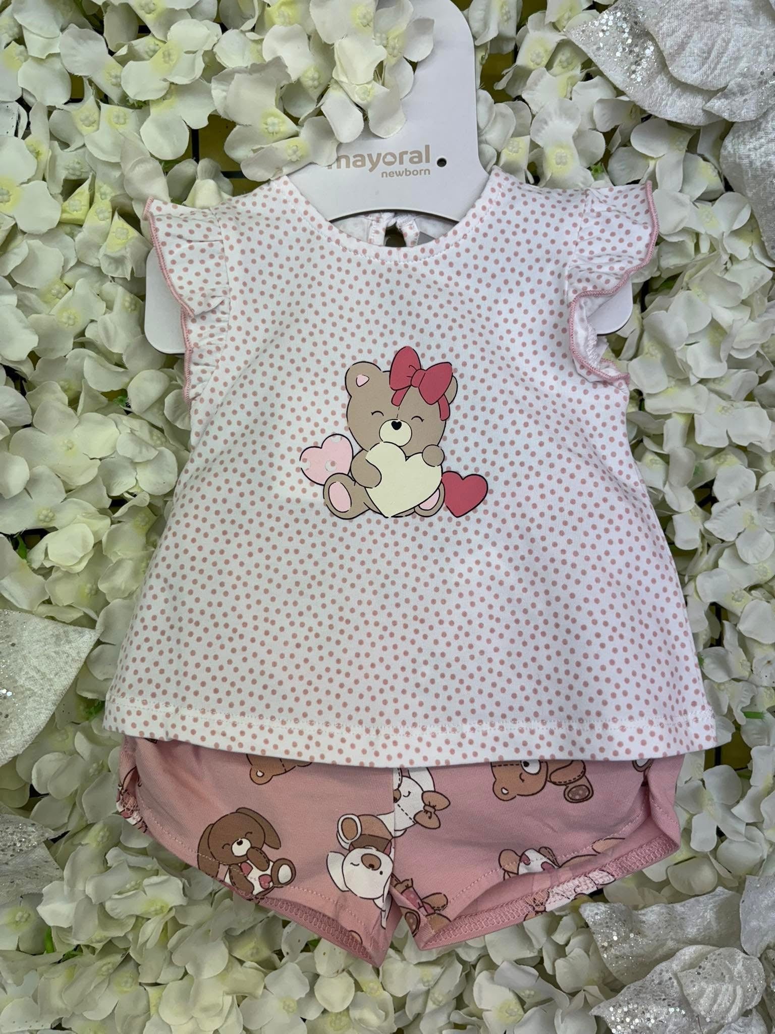 Mayoral baby girls Teddy shorts set