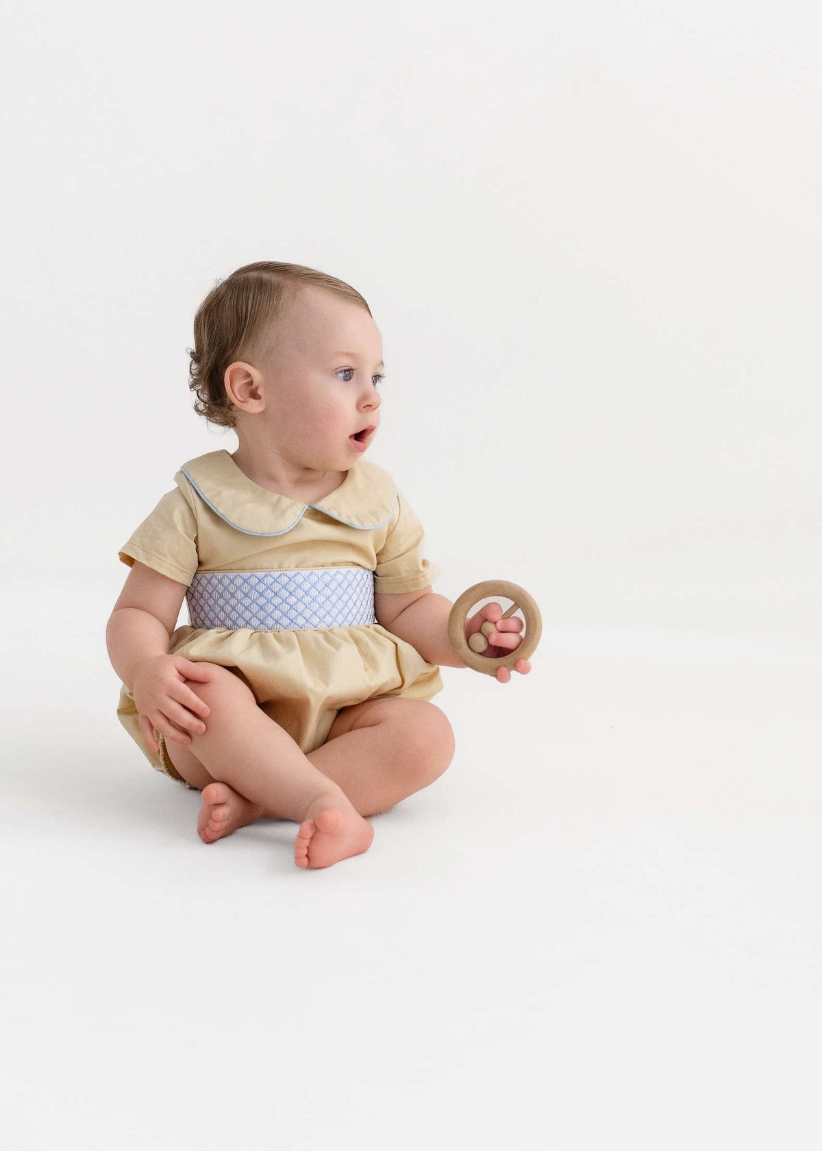 Baby boys smocked romper