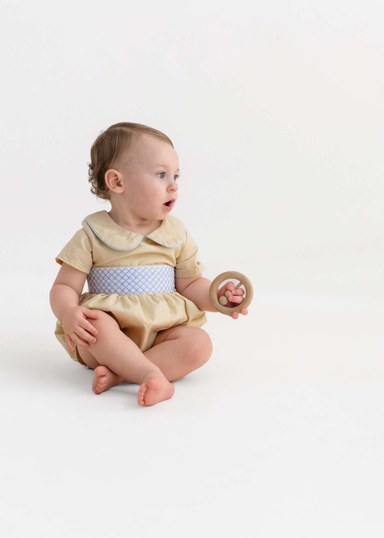 Baby boys smocked romper