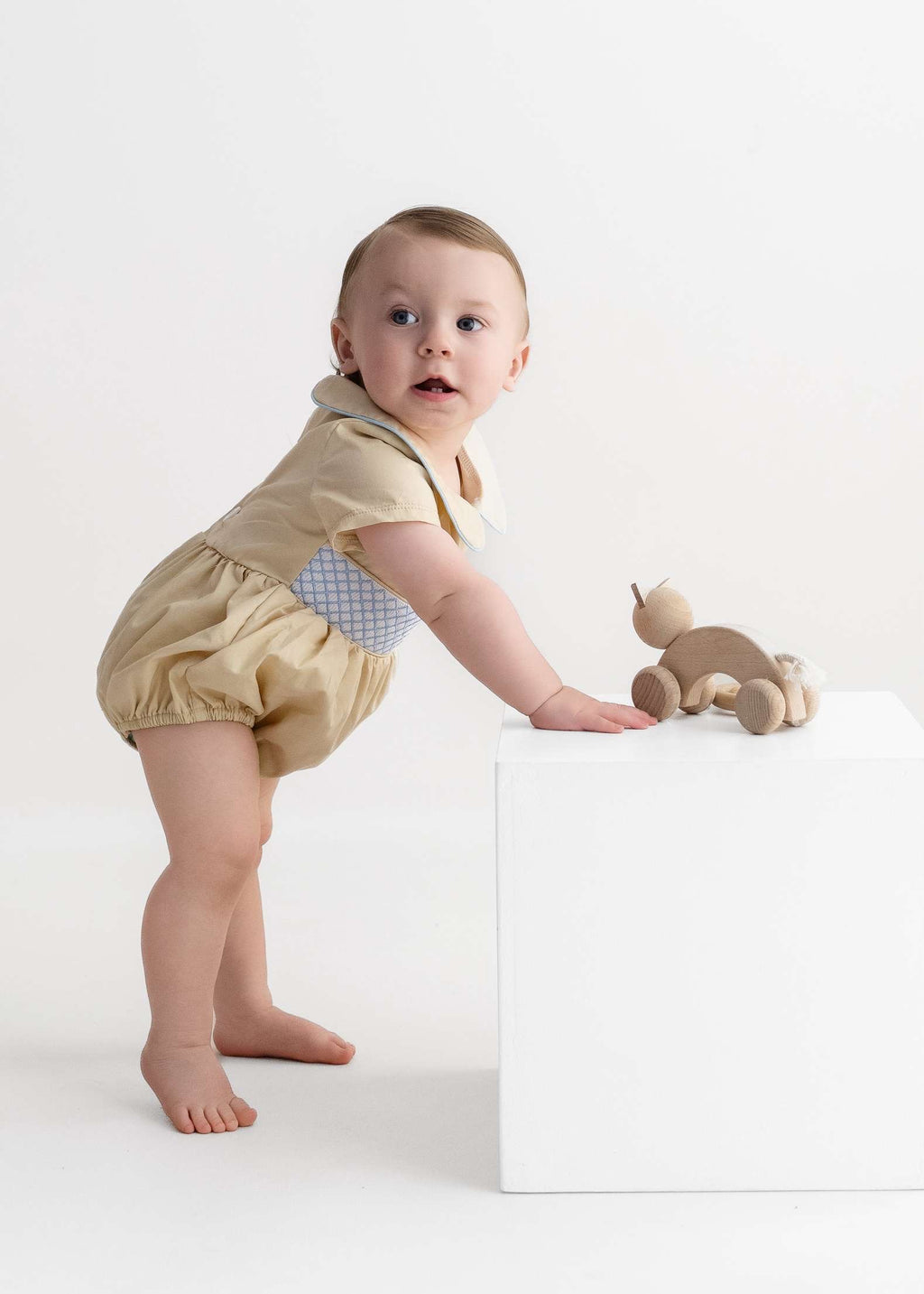 Baby boys smocked romper