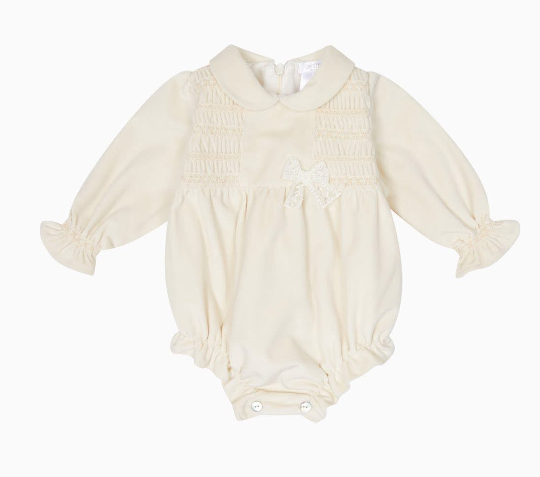 Deolinda baby girls cream smocked romper AW25 DBI25501