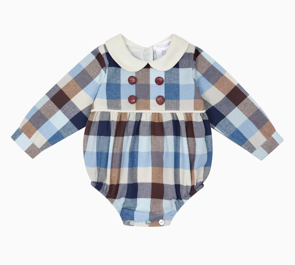 Deolinda boys blue check romper AW25 DBI25510