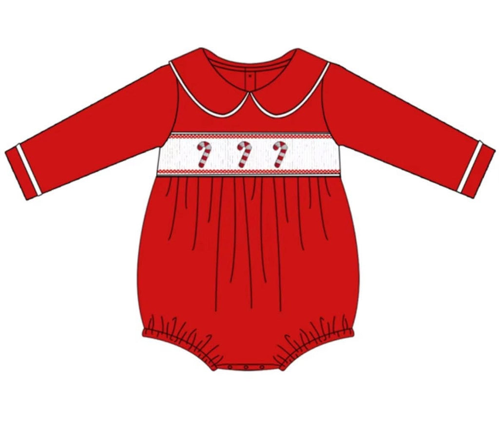 girls Christmas candy cane rompers