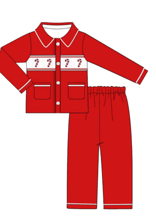 boys candy cane Christmas pyjamas