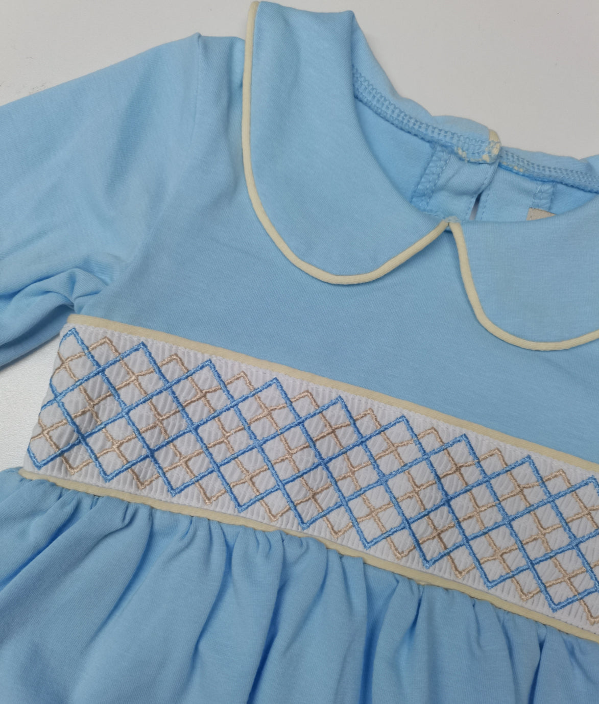 Envy My Baby baby boys blue smocked romper