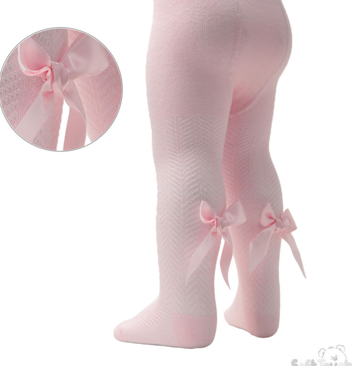Soft touch girls pink bow tights