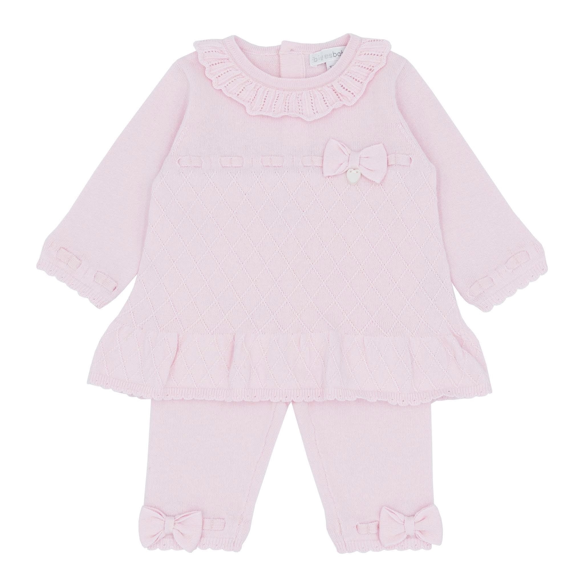 Blues Baby girls pink knitted tunic set BB2146