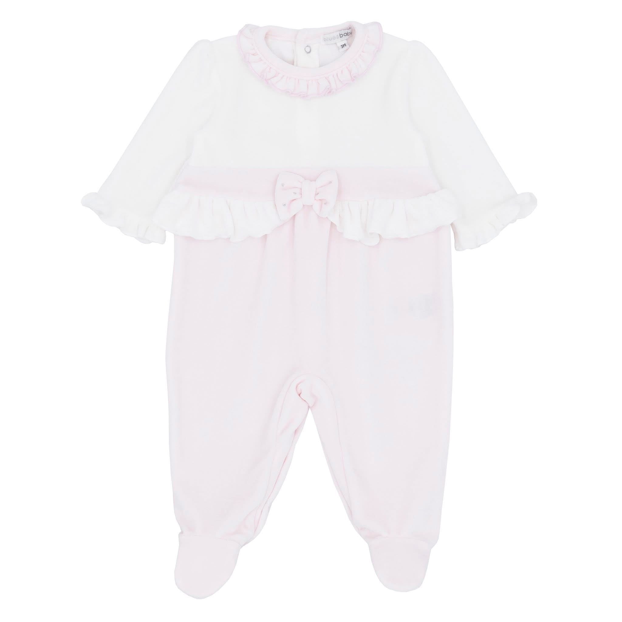Blues Baby girls ivory /pink babygrow BB2195
