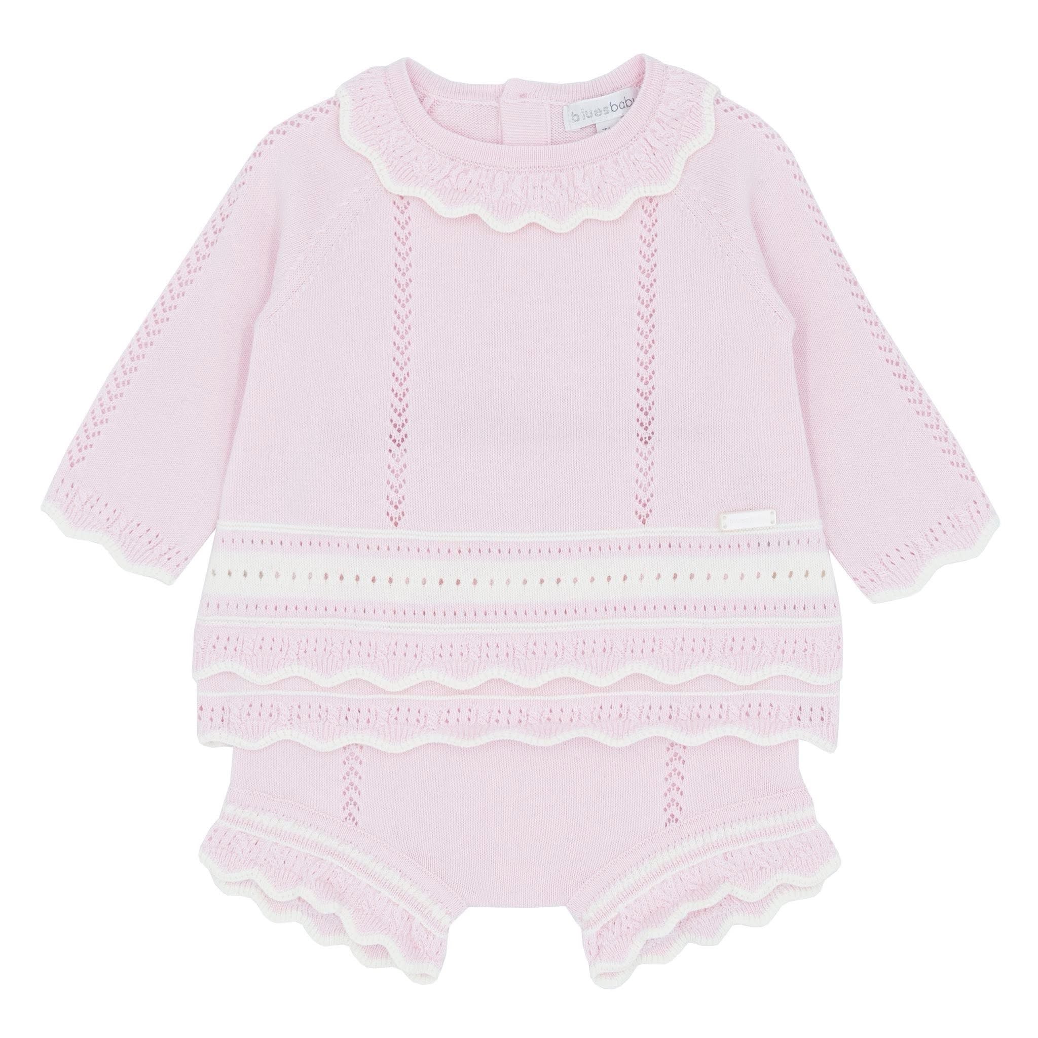 Blues Baby pink knitted jam pants set BB2157