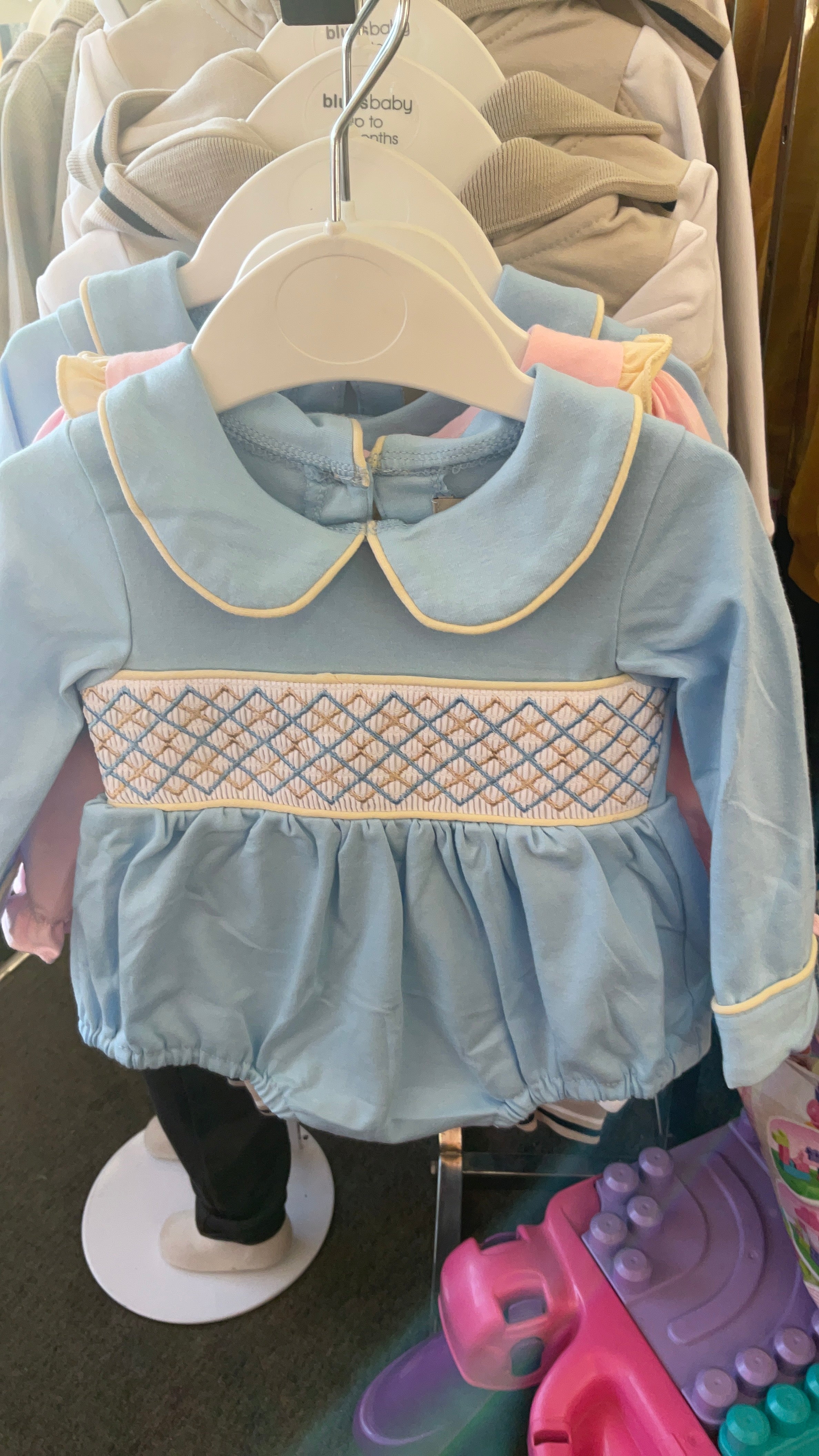 Envy My Baby baby boys blue smocked romper