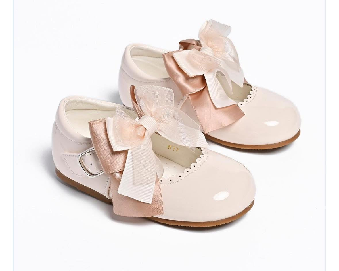 Tia London cream patent girls shoes