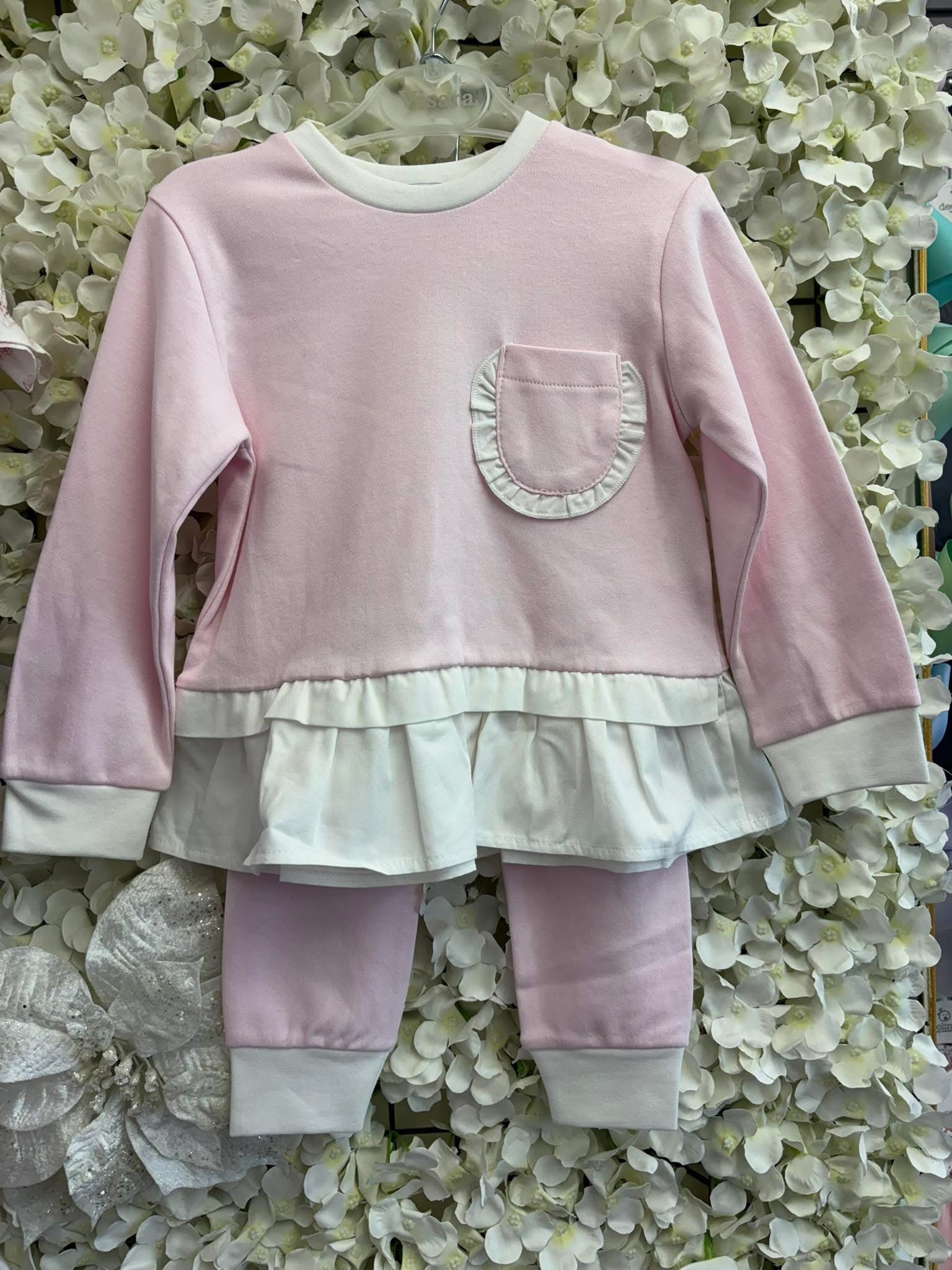 Visara girls pink & cream loungewear set