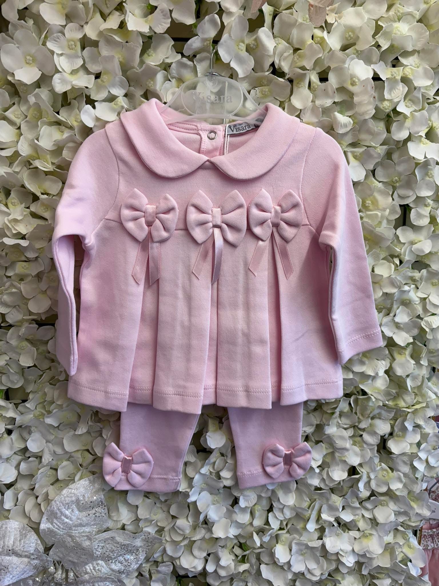 Visara pink girls bow legging set
